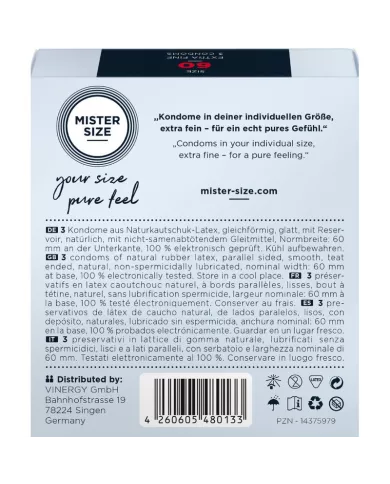 MISTER SIZE - PRÉSERVATIF TAILLE XL 60 MM (3 UNITÉS)