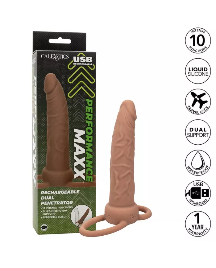 CALEXOTICS - PERFORMANCE MAXX RECHARGEABLE DOUBLE PÉNÉTRATEUR PEAU BRUN CALEXOTICS - PERFORMANCE MAXX RECHARGEABLE DOUBLE PÉNÉTRATEUR PEAU BRUN