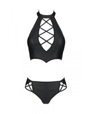 Bustier et string faux cuir Nancy - Passion
