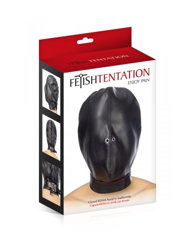 Cagoule BDSM fermée simili cuir - Fetish Tentation