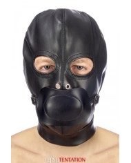 Cagoule BDSM simili cuir avec baillon amovible - Fetish Tentation