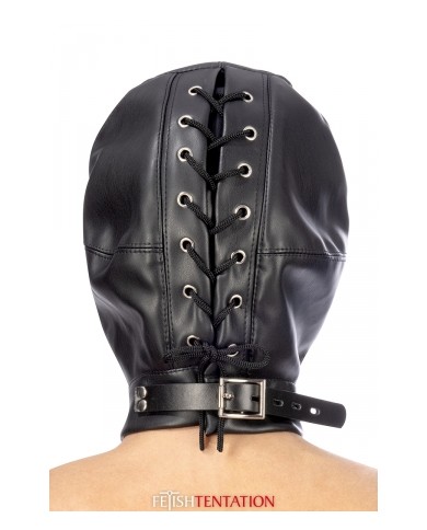 Cagoule BDSM simili cuir avec baillon amovible - Fetish Tentation