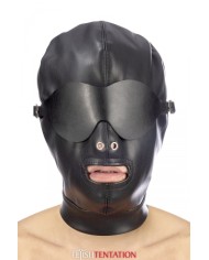 Cagoule simili cuir avec bandeau amovible - Fetish Tentation