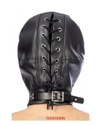 Cagoule simili cuir avec bandeau amovible - Fetish Tentation