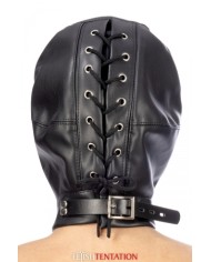 Cagoule simili cuir avec bandeau amovible - Fetish Tentation