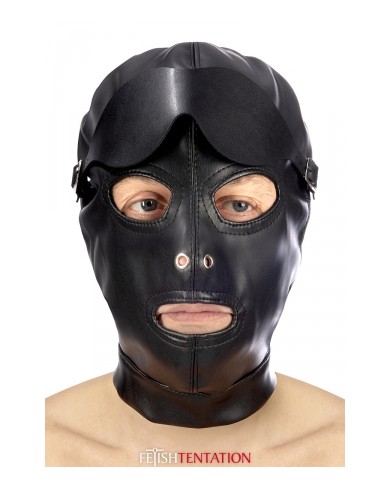 Cagoule simili cuir avec bandeau amovible - Fetish Tentation