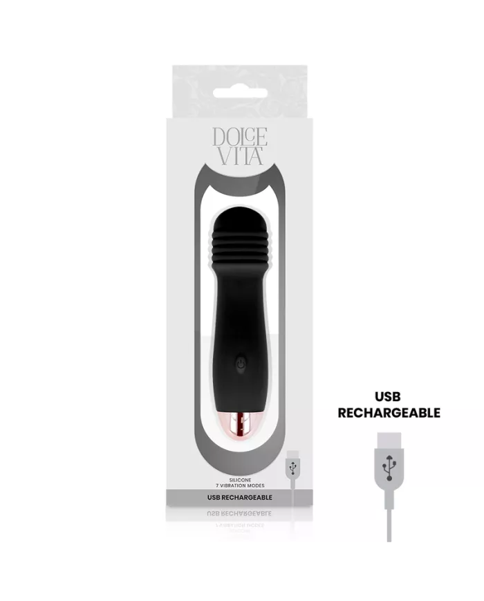 DOLCE VITA - VIBRATEUR RECHARGEABLE TROIS NOIR 7 VITESSES