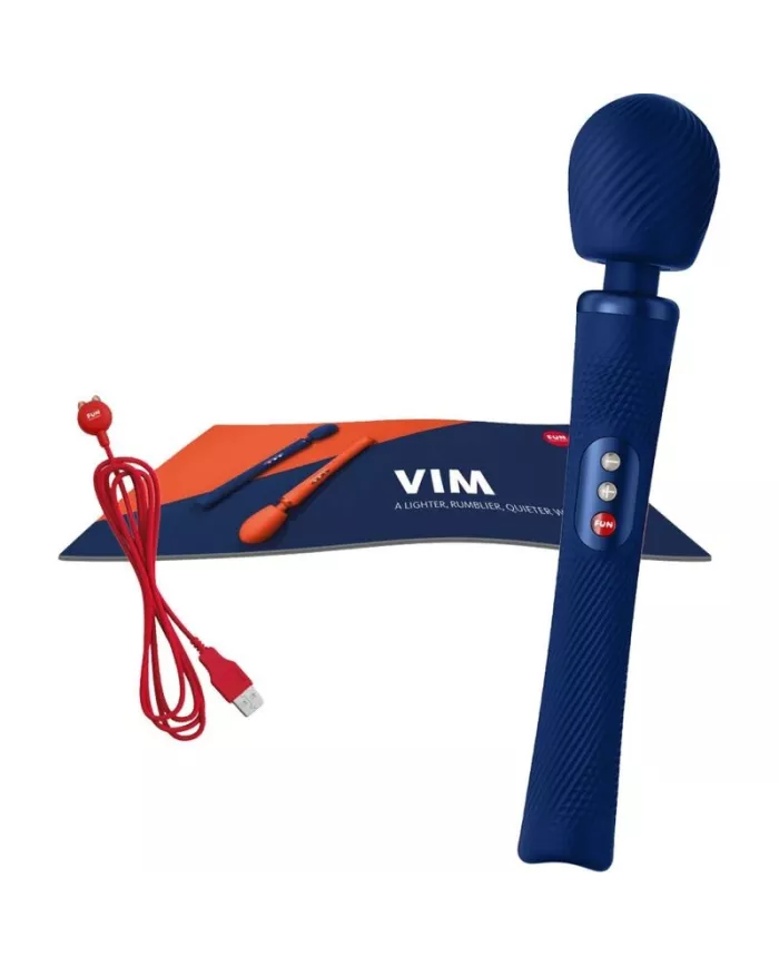 FUN FACTORY - VIM BAGUETTE RUMBLE VIBRANTE RECHARGEABLE EN SILICONE BLEU MINUIT