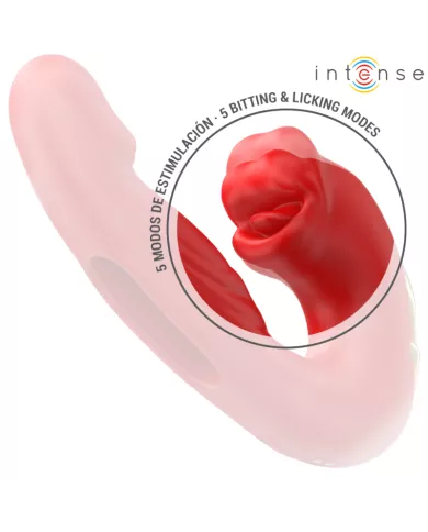 INTENSE - NATHY DOUBLE VIBRATEUR AVEC BOUCHE STIMULANTE MULTIFONCTION ROUGE