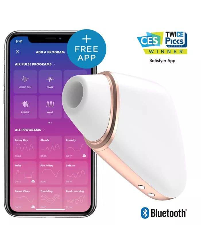 SATISFYER - STIMULATEUR ET VIBRATEUR AIR LOVE TRIANGLE BLANC