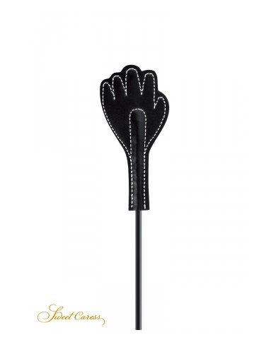Mini cravache main avec plumes noires - Sweet Caress