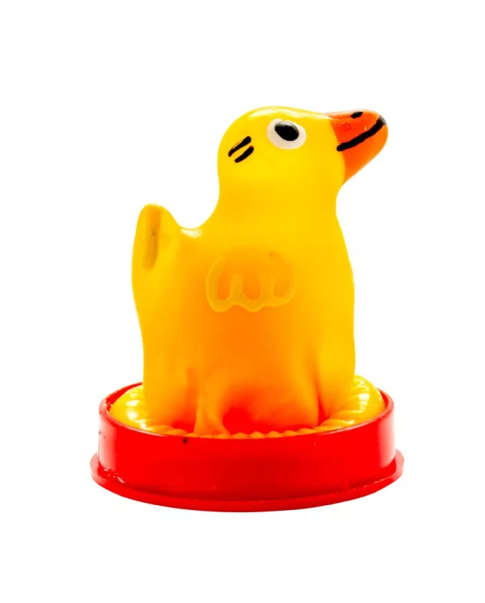 CONDOMERIE - PRÉSERVATIFS FANTAISIE PEINTS À LA MAIN EN FORME DE CANARD CONDOMERIE - PRÉSERVATIFS FANTAISIE PEINTS À LA MAIN EN FORME DE CANARD