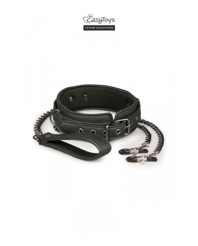Collier cuir avec chaînes de seins - Easytoys Fetish Collection