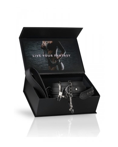 Collier cuir avec chaînes de seins - Easytoys Fetish Collection