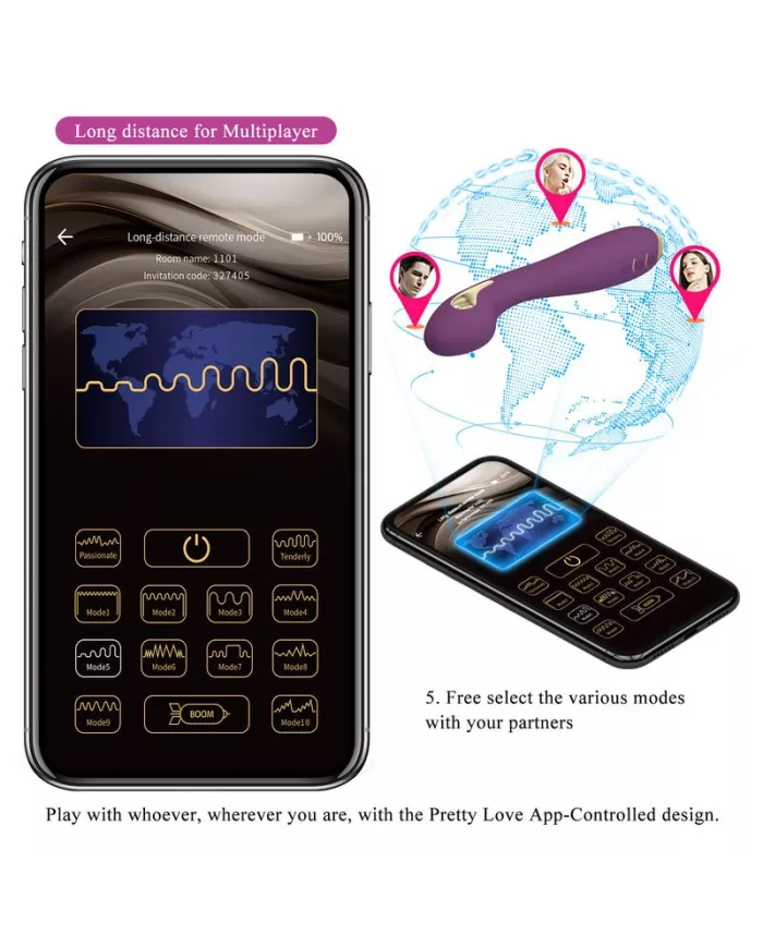 PRETTY LOVE - HECTOR ELECTROSHOCK VIBRATEUR PAR APP CONTROL VIOLET