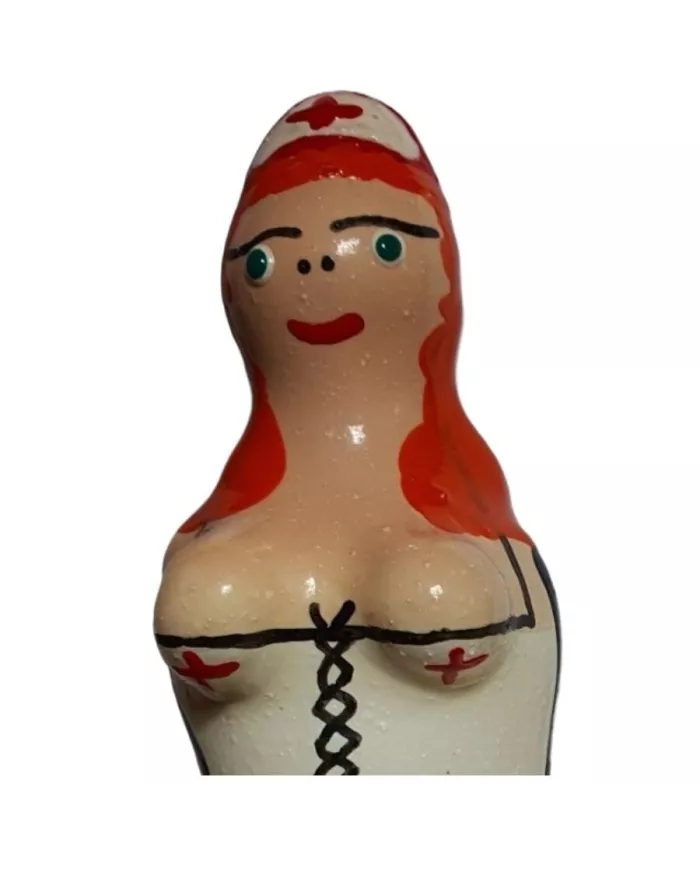 CONDOMERIE - PRÉSERVATIFS FANTAISIE PEINTS À LA MAIN INFIRMIÈRE ROUSSE