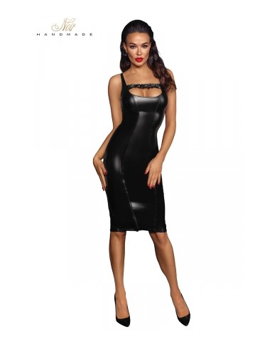Robe cintrée fendue en wetlook  F251