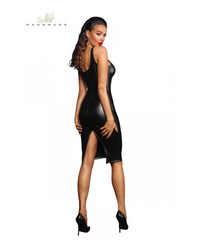 Robe cintrée fendue en wetlook  F251