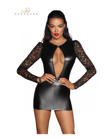Mini robe wetlook et dentelle F253