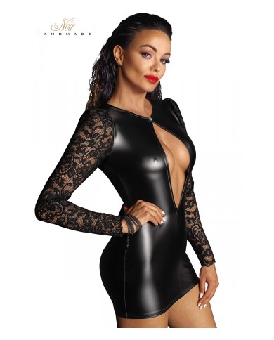 Mini robe wetlook et dentelle F253