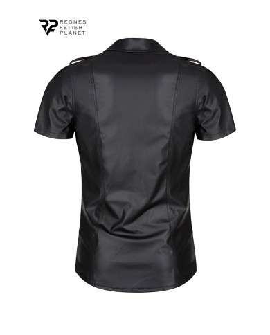 Chemise manches courtes wetlook noire Luca - Regnes