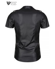 Chemise manches courtes wetlook noire Luca - Regnes