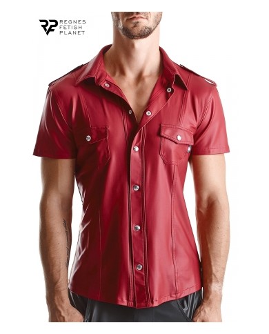 Chemise manches courtes wetlook rouge Carlo - Regnes