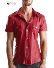 Chemise manches courtes wetlook rouge Carlo - Regnes