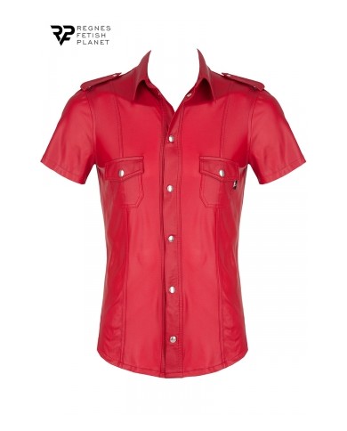 Chemise manches courtes wetlook rouge Carlo - Regnes
