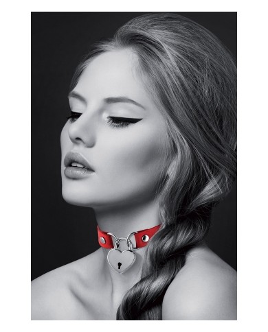 Collier rouge cadenas coeur - Bijoux Pour Toi
