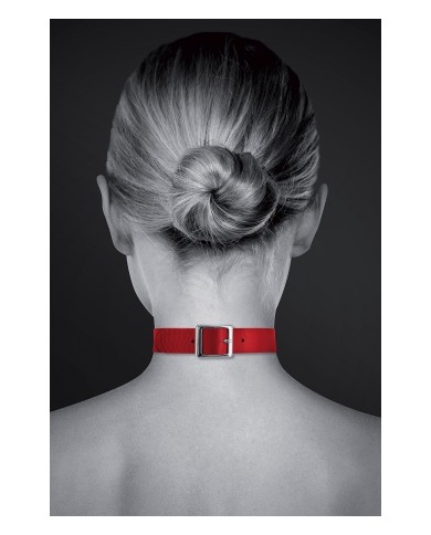 Collier Fetish rouge avec anneau - Bijoux Pour Toi