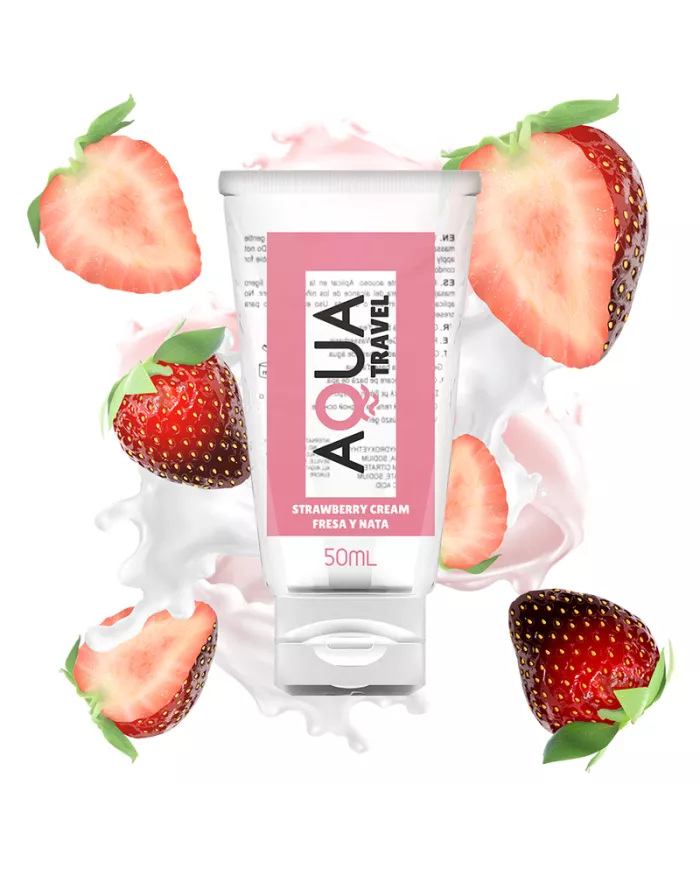 AQUA TRAVEL - LUBRIFIANT À BASE D''EAU SAVEUR CRÈME DE FRAISE - 50 ML AQUA TRAVEL - LUBRIFIANT À BASE D''EAU SAVEUR CRÈME DE FRAISE - 50 ML
