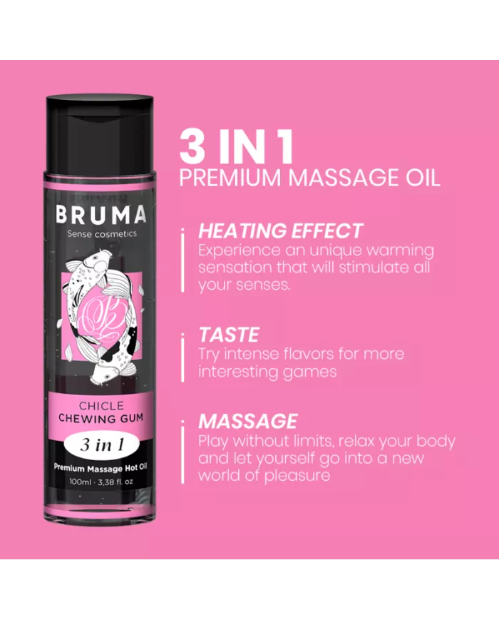 BRUMA - HUILE DE MASSAGE PREMIUM EFFET CHALEUR SAVEUR GOMME 3 EN 1 - 100 ML BRUMA - HUILE DE MASSAGE PREMIUM EFFET CHALEUR SAVEUR GOMME 3 EN 1 - 100 ML