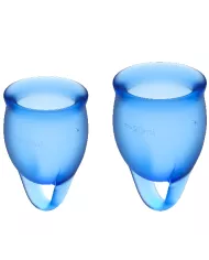 SATISFYER - COUPE MENSTRUELLE FEEL CONFIDENT BLEU FONCÉ 15 + 20 ML SATISFYER - COUPE MENSTRUELLE FEEL CONFIDENT BLEU FONCÉ 15 + 20 ML