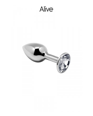 Plug métal bijou transparent M - Alive