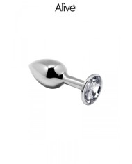 Plug métal bijou transparent M - Alive