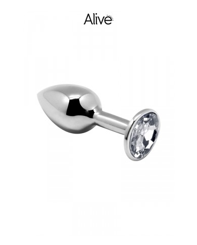 Plug métal bijou transparent L - Alive