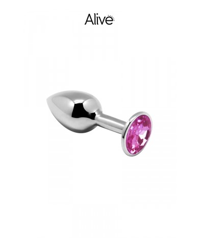 Plug métal bijou rose M - Alive
