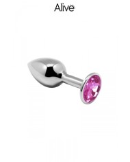 Plug métal bijou rose M - Alive