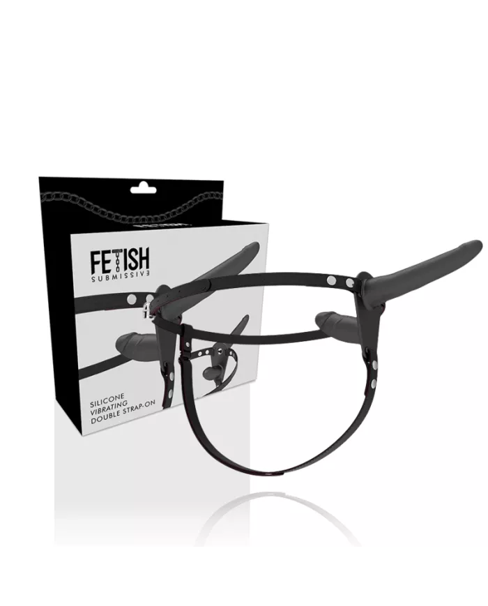 FETISH SUBMISSIVE HARNESS - VIBRATEUR NOIR DOUBLE PÉNÉTRATION FETISH SUBMISSIVE HARNESS - VIBRATEUR NOIR DOUBLE PÉNÉTRATION