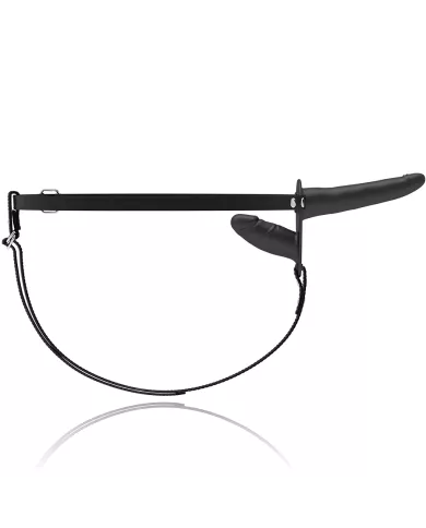 FETISH SUBMISSIVE HARNESS - VIBRATEUR NOIR DOUBLE PÉNÉTRATION