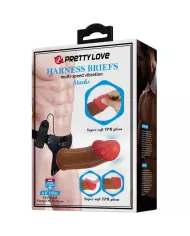 PRETTY LOVE - STARKS SLIP HARNAIS DILDO VIBRANT MULTI-VITESSES 17,5 CM MARRON CLAIR