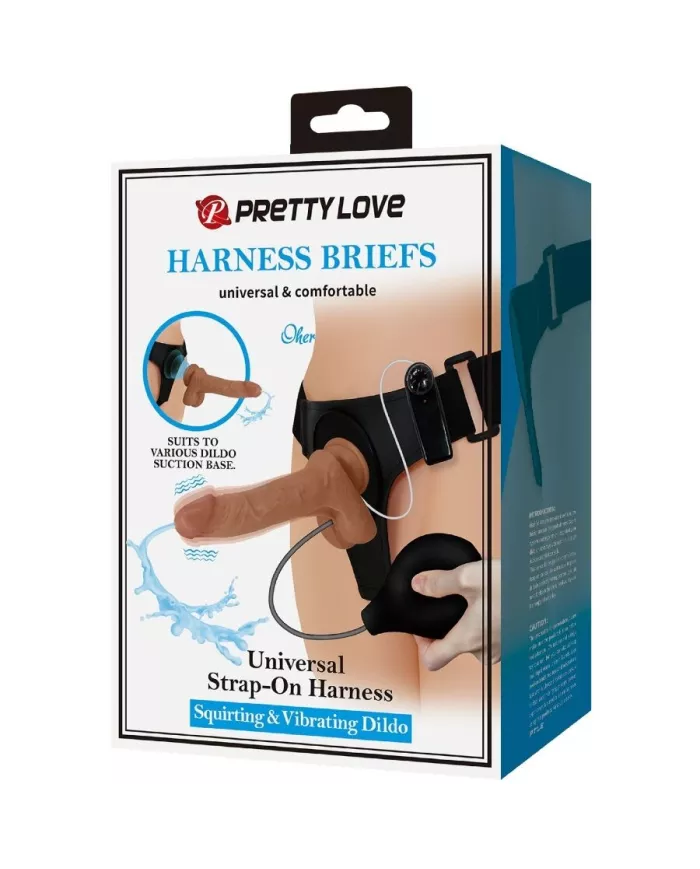 PRETTY LOVE - SLIP HARNAIS UNIVERSEL AVEC GODE VIBRANT ET SQUIRTING 15,5 CM MULATO PRETTY LOVE - SLIP HARNAIS UNIVERSEL AVEC GODE VIBRANT ET SQUIRTING 15,5 CM MULATO