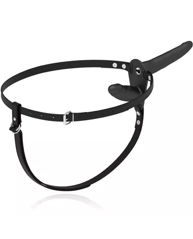 FETISH SUBMISSIVE HARNESS - VIBRATEUR NOIR DOUBLE PÉNÉTRATION