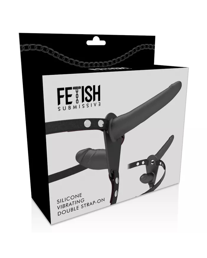 FETISH SUBMISSIVE HARNESS - VIBRATEUR NOIR DOUBLE PÉNÉTRATION FETISH SUBMISSIVE HARNESS - VIBRATEUR NOIR DOUBLE PÉNÉTRATION