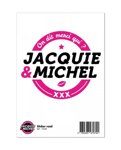 Grand sticker Jacquie & Michel rond blanc
