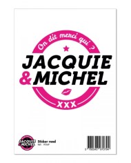 Grand sticker Jacquie & Michel rond blanc