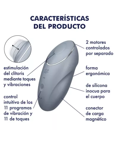 SATISFYER - TAP & CLIMAX 1 VIBRATEUR LAY-ON GRIS