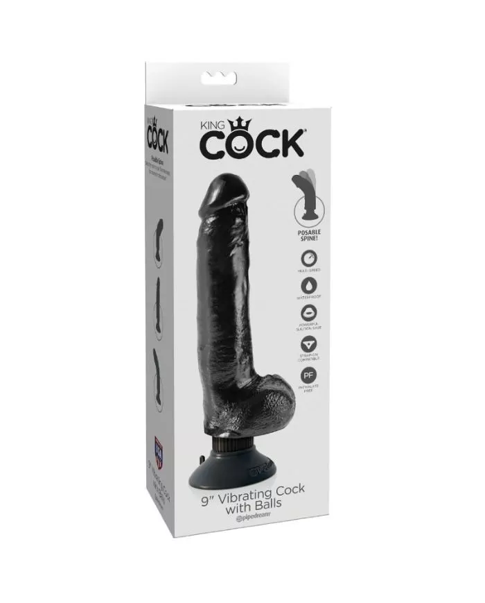 KING COCK - GODE VIBRANT AVEC TESTICULES 23 CM NOIR KING COCK - GODE VIBRANT AVEC TESTICULES 23 CM NOIR