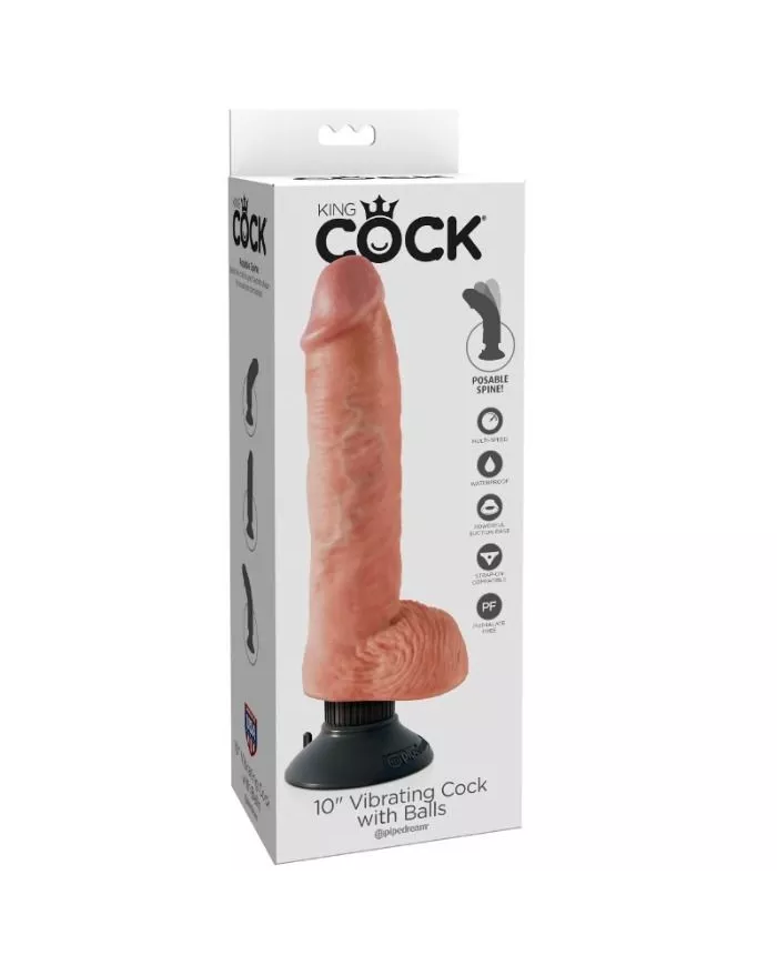 KING COCK - GODE VIBRANT AVEC TESTICULES 25.5 CM COULEUR NATURELLE KING COCK - GODE VIBRANT AVEC TESTICULES 25.5 CM COULEUR NATURELLE